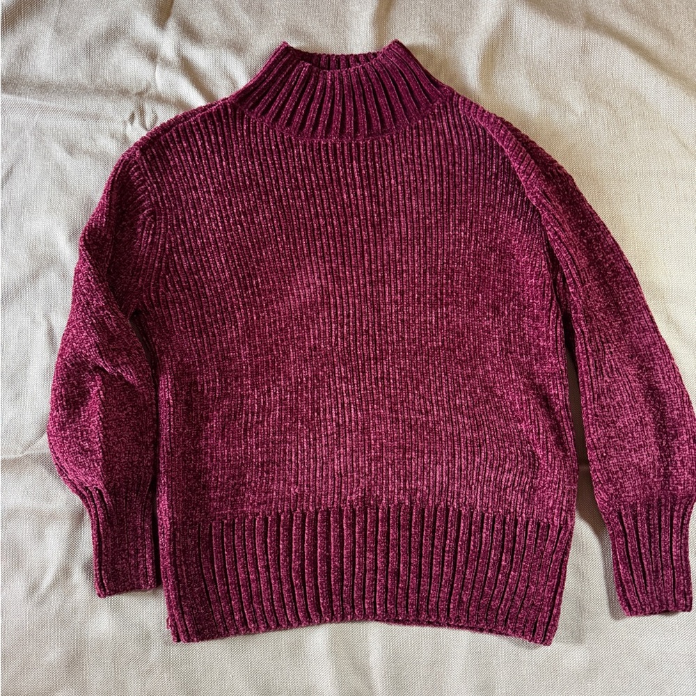 Cynthia Rowley Burgundy Chenille Mock Neck Sweater
